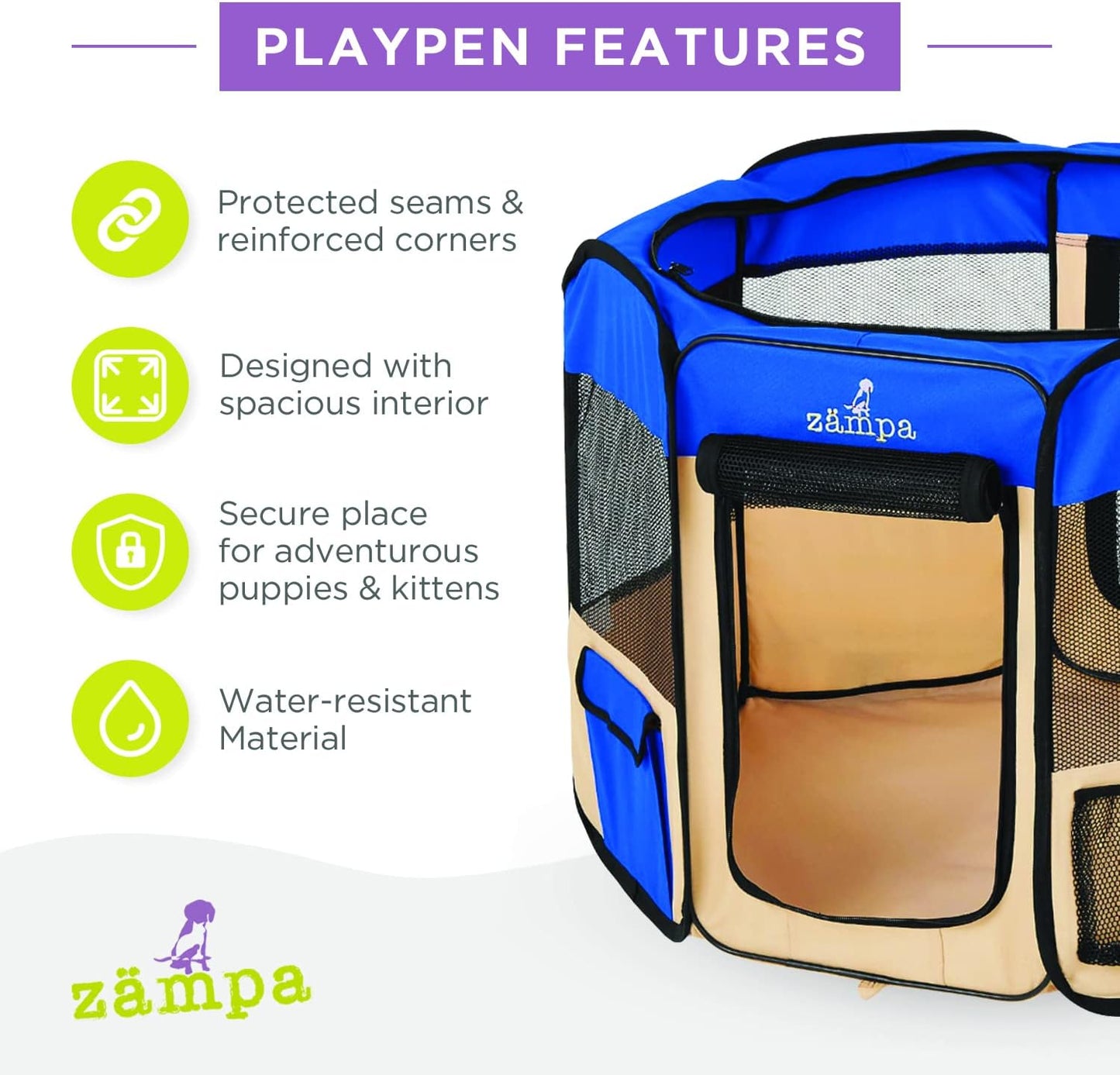 Puppy Pop up Portable Playpen for Dog and Cat, Foldable | Indoor/Outdoor Kitten Pen & Travel Pet Carrier + Carrying Case (Blue, Extra Small (29"X29"X17"))