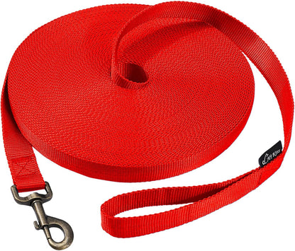 HIKISS Long Dog Leash Obedience Recall Training Agility Lead with Thickening Material for Large Dog - 15Ft 20Ft 30Ft 50Ft 100Ft Training Leash(Red 15Ft)