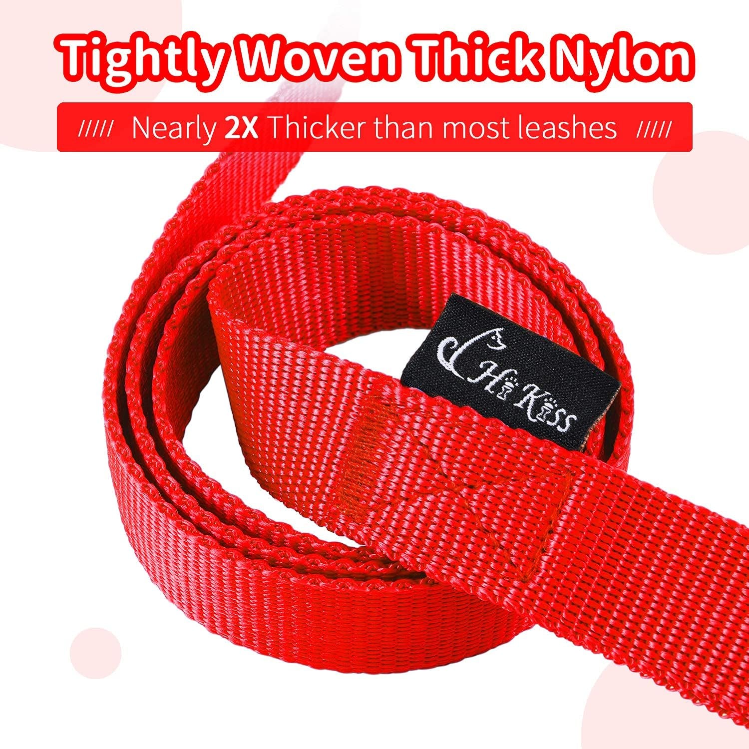HIKISS Long Dog Leash Obedience Recall Training Agility Lead with Thickening Material for Large Dog - 15Ft 20Ft 30Ft 50Ft 100Ft Training Leash(Red 15Ft)