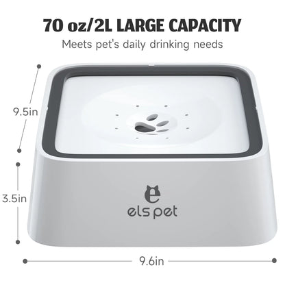 Dog Water Bowl 70Oz Dog Water Dispenser No-Spill Dog Slow Water Feeder White