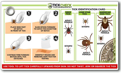 Tick Remover Spoon - 3 Pack of Lightweight Tick Remover Tools with Free Tick ID Card & Carabiner (1 Set, 3 Spoons)