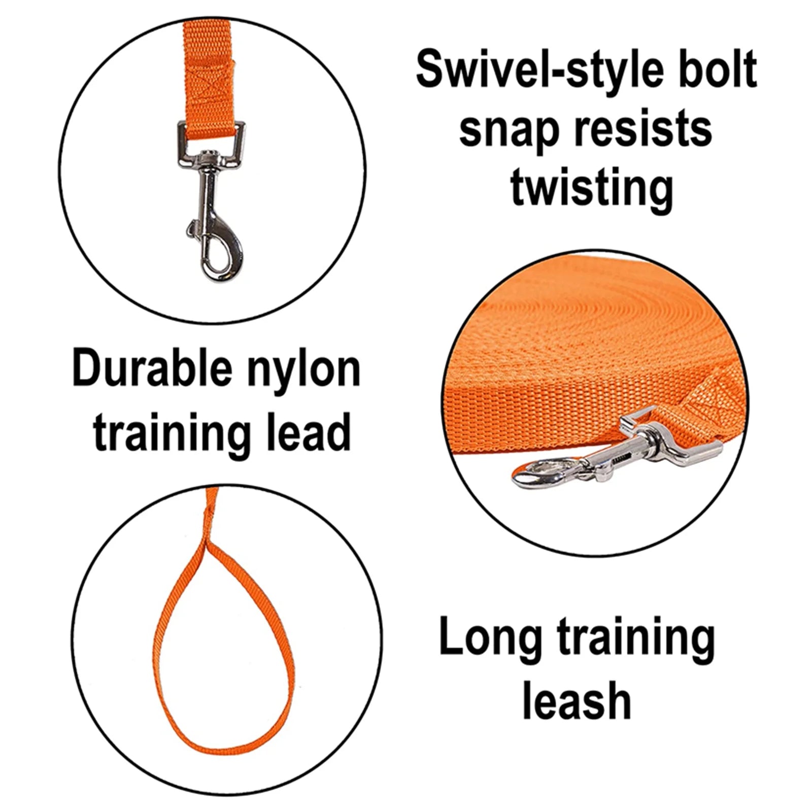 Long Dog Leash Obedience Recall Training Agility Lead - 15Ft 20Ft 30Ft 50Ft 100Ft Training Leash - Great for Training, Play, Camping, or Backyard - Orange 100Ft
