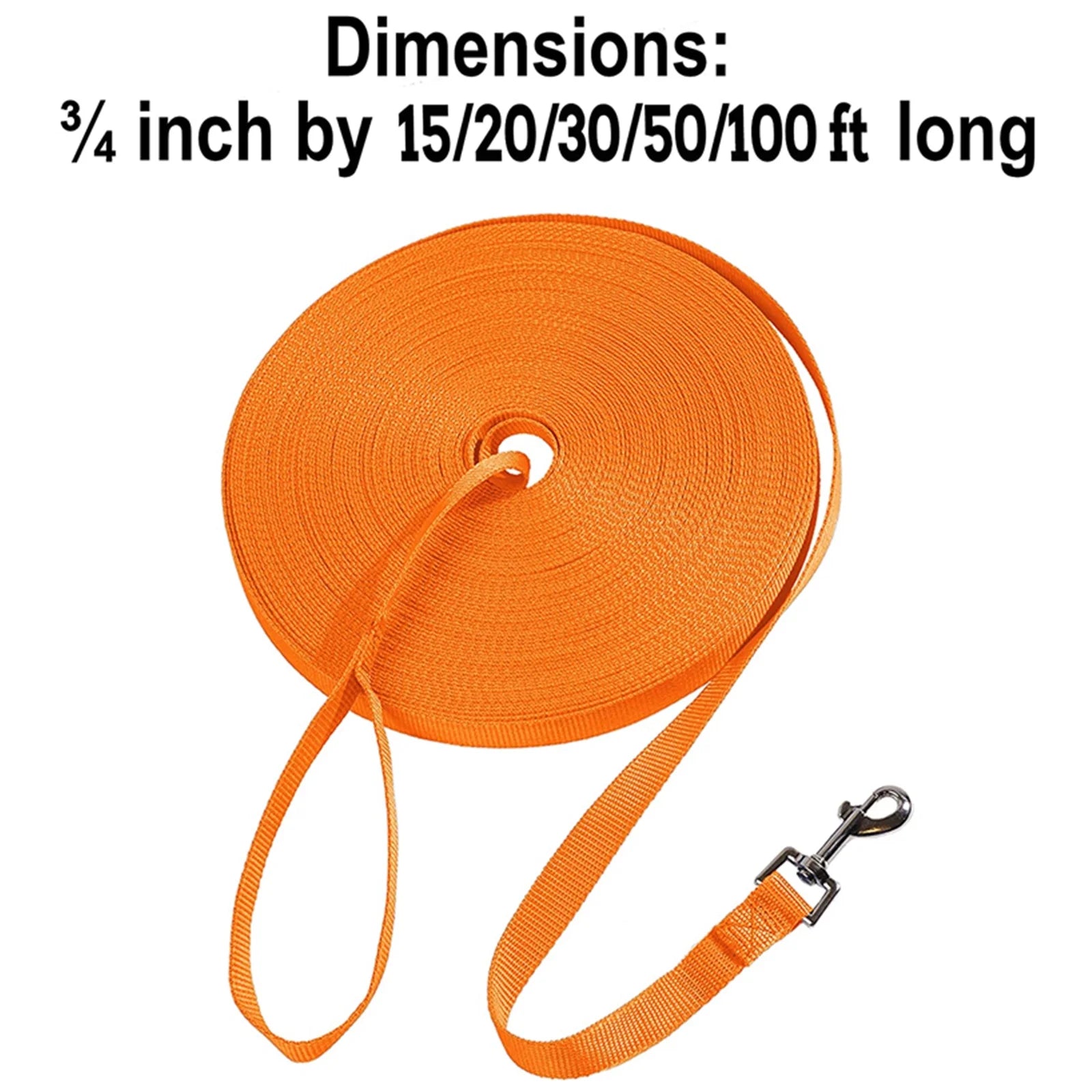 Long Dog Leash Obedience Recall Training Agility Lead - 15Ft 20Ft 30Ft 50Ft 100Ft Training Leash - Great for Training, Play, Camping, or Backyard - Orange 100Ft