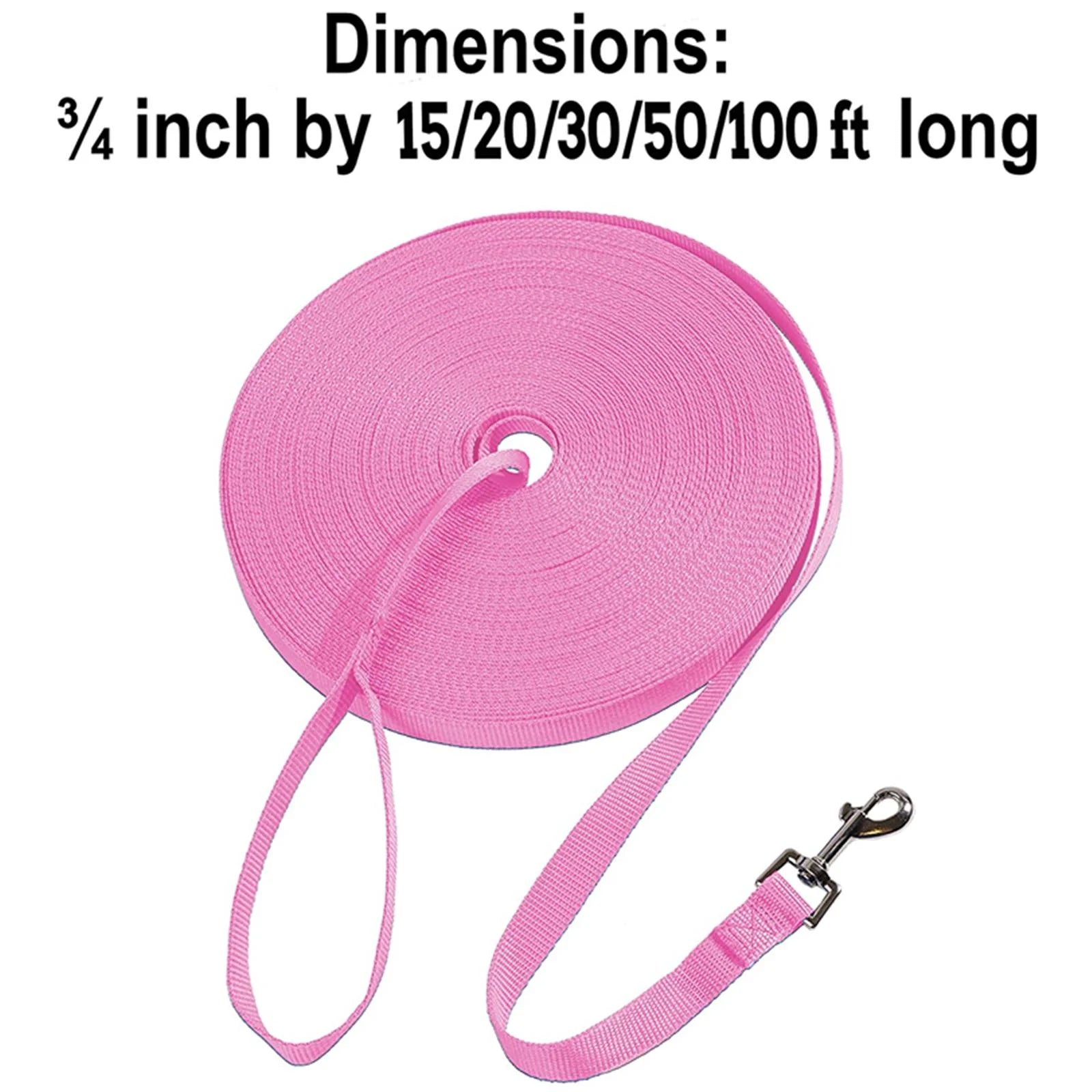 Long Dog Leash Obedience Recall Training Agility Lead - 15Ft 20Ft 30Ft 50Ft 100Ft Play Pink